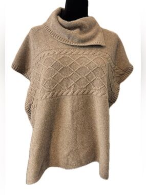 Italian Wool Cashmere Cable Knit Poncho Sweater Bianca B. Y2K